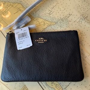 Coach Black Pebbled Leather Pouch